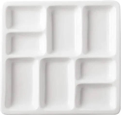 Paleta de pintura de artista de porcelana de 8 pozos, paleta de acuarela de cerámica mezcladora, bandeja de mezcla para acuarela gouache acrílico