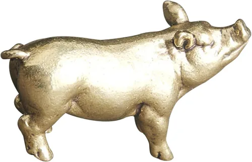 VOSAREA Figura de cerdo del zodiaco chino, decoración vintage, retro, de latón, estatua de animal antiguo, modelo de cerdo, adorno de escritorio