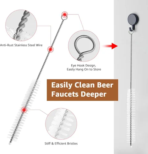 Miniatura 5 de Tapón para grifo de cerveza, 5 tapones de grifo de cerveza y 5 tapas de goma para grifo de cerveza y 1 cepillo de limpieza larga para la mayoría
