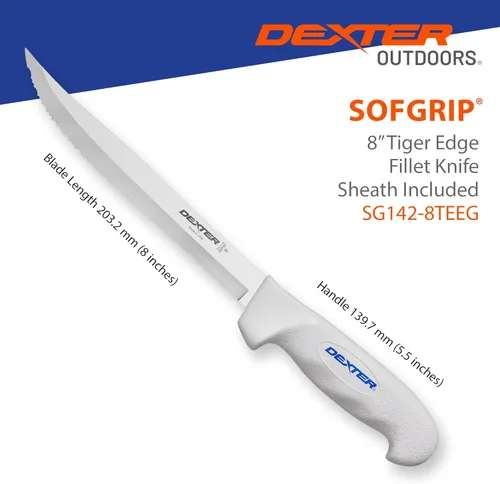 Miniatura 7 de Dexter Outdoors Cuchillo festoneado SOFGRIP Tiger Edge de 8 pulgadas Incluye protector de filo