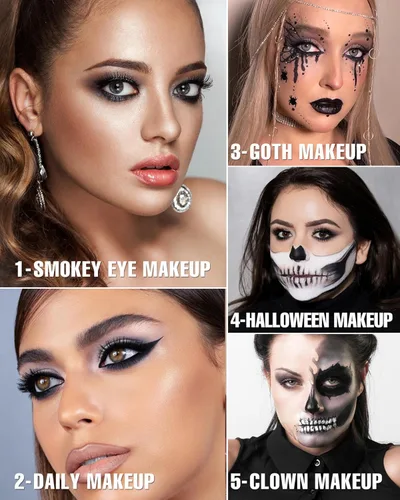 Miniatura 4 de Paleta de sombras de ojos ahumadas negras, 8 colores, gris oscuro, sombra de ojos ahumada para maquillaje gótico, negro, plateado, blanco, gris