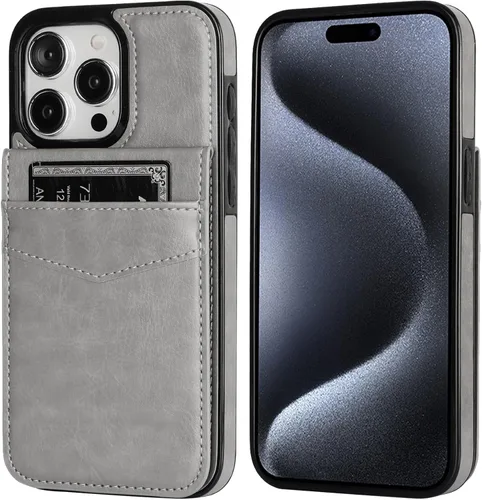 Miniatura 3 de KIHUWEY Compatible con iPhone 15 Pro Max Funda Cartera con Soporte para Tarjeta de Crédito, Cuero Premium con Tapa, Cierre Magnético, Función Atril