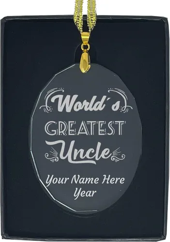 Miniatura 9 de LaserGram Adorno de Navidad de vidrio personalizado, el tío más grande del mundo, idea de regalo personalizada grabada con láser (forma de diamante)