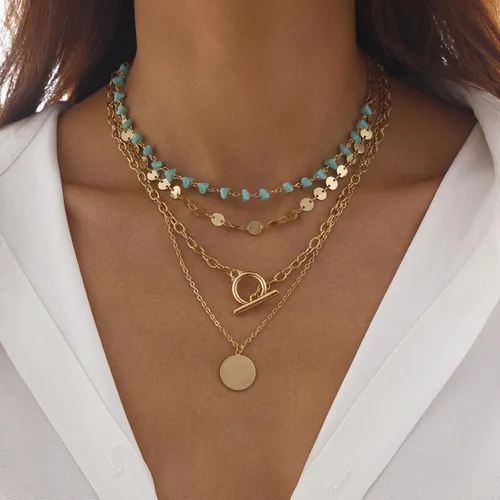 Miniatura 41 de Long tiantian Collares en capas para mujer, joyería occidental para mujer, collar de moneda apilable, collar de país, moderno, bohemio, verano