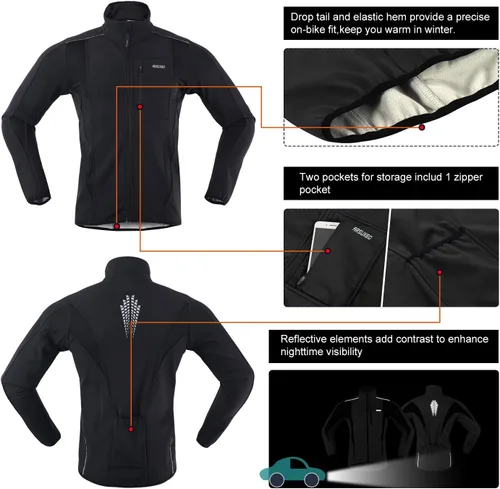 Miniatura 10 de Chaqueta térmica para ciclismo (tejido Softshell, resistente al viento, impermeable, 15K) de ARSUXEO