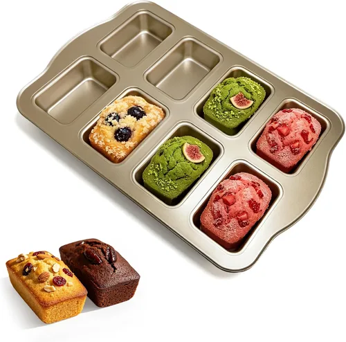 Mini moldes para hornear – Sartenes antiadherentes para hornear pasteles caseros, molde de acero al carbono para pan de plátano, pastel de carne,