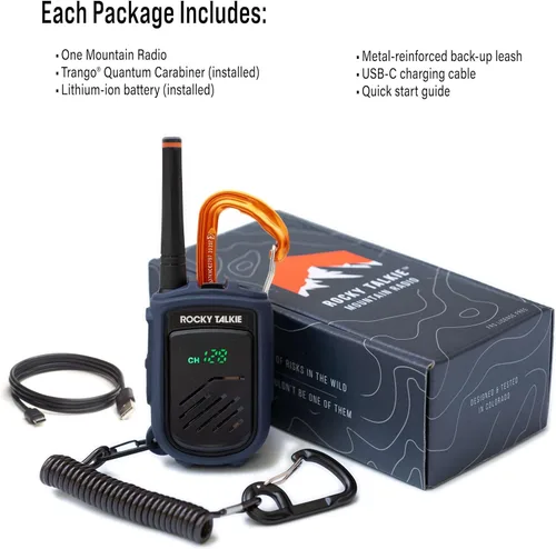 Miniatura 6 de Rocky Talkie Radio de Montaña - Walkie Talkie de Largo Alcance, Radio Portátil FRS, Vida de Batería de 4 Días, Máxima Durabilidad, 1 Paquete
