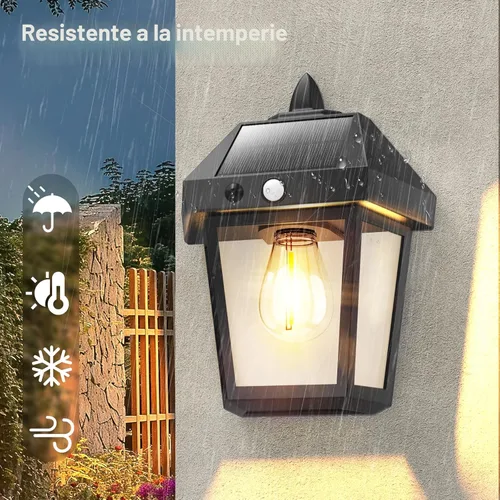 Miniatura 5 de DERAYSION Luces solares para porche al aire libre, faroles solares de pared de 9 pulgadas con sensor de movimiento, 3 modos de brillo ajustable