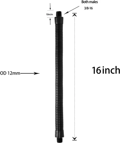 Miniatura 5 de Brazo de micrófono de cuello de cisne con 3/8 macho, soporte de micrófono de cuello de cisne flexible de 16 pulgadas, sujeción resistente, negro