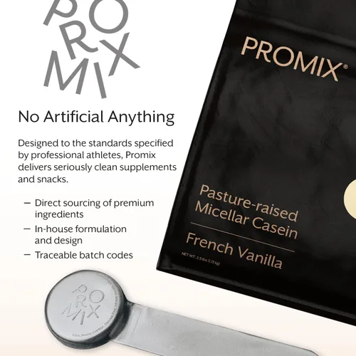 Miniatura 6 de ProMix Nutrition Proteína en polvo de caseína alimentada con pasto, criada en pastos, caseína micelar de liberación lenta, sin gluten, vainilla, 2.5