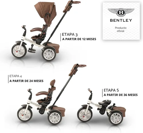 Miniatura 4 de Bentley Kids Trike, bicicleta para niños pequeños 6 en 1, con licencia oficial y diseñada por Bentley Motors Reino Unido; este triciclo de bebé a