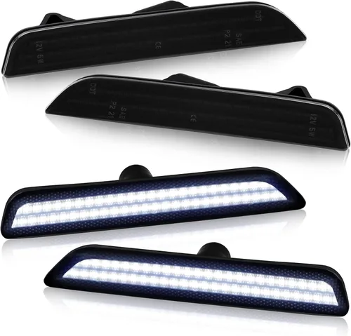 Luces de posición laterales LED D-Lumina de doble fila en blanco, compatibles con Ford Mustang 2010-2014, lente ahumada, marcadores laterales