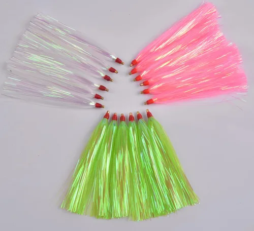 Miniatura 9 de Teasers de pesca -12/18 piezas de calamar Teaser de pesca de Mylar Flash Teaser de pesca de cola para plataformas de platijas para señuelo de pesca