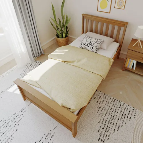Miniatura 7 de Max & Lily Marco de cama individual con cabecero enlistonado, plataforma de madera maciza para niños, no necesita somier, montaje fácil, Pecan Nuez