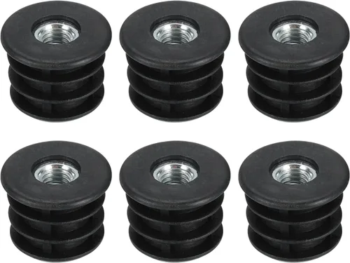 Miniatura 12 de Uxcell 4 piezas de insertos roscados M8 para tubo redondo de 0.748 in/0.75 pulgadas, insertos de plástico negro para tapas de extremos de silla