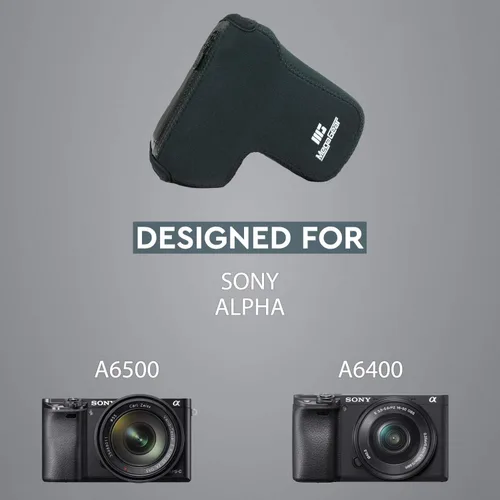 Miniatura 6 de MegaGear MG1499 Sony Alpha A6400, A6500 (0.709-5.315 in) Funda de neopreno ultra ligera para cámara - Negro, piel sintética