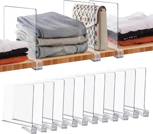 Miniatura 13 de JOY DECOR Paquete de 6 Divisores de Estantes Acrílicos Transparentes para Organizador y Almacenamiento de Armarios, Separadores de Estantes
