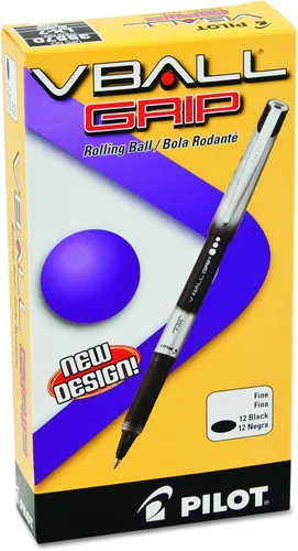 Miniatura 2 de PILOT VBall Grip - Bolígrafos de tinta líquida, punta fina, tinta negra, paquete de 12 (35570), caja de docena (0.028 in - fina)
