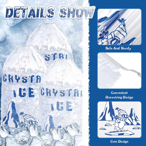 Miniatura 3 de Honoson 100 bolsas de almacenamiento de hielo de plástico de 8 libras con cierre de cordón de algodón para barbacoas, campamentos, puestos