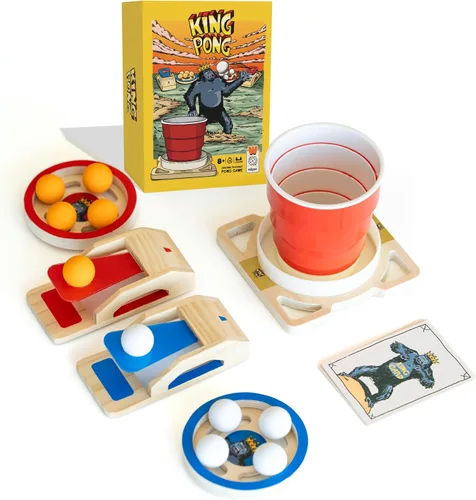 King Pong - Juego de mesa original para niños, adolescentes y adultos | 1-4 jugadores | Juego basado en habilidades | Muchas formas de jugar | Juego