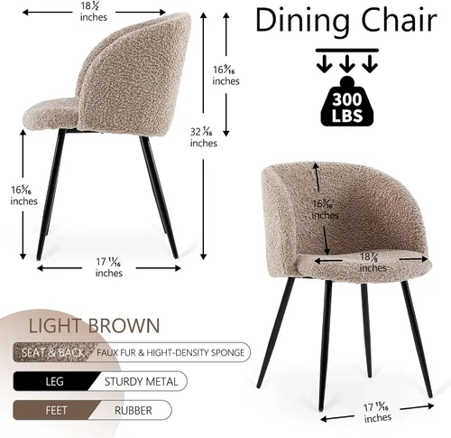Miniatura 2 de Homedot Juego de 2 sillas de comedor tapizadas de barril negro, modernas sillas de cocina de mediados de siglo, cómodas con asiento acolchado