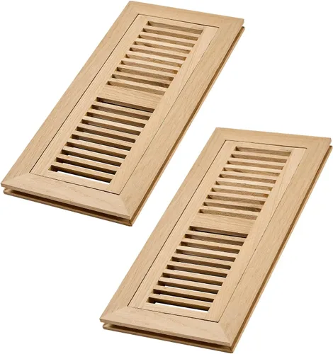 Miniatura 15 de Registro de piso de madera de roble blanco, montaje empotrado con marco, 4 x 10 pulgadas, sin terminar Blanco (White Oak)