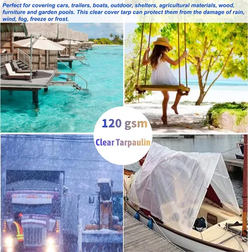 Miniatura 6 de UCINNOVATE Lona transparente de 0.472 in de 6 x 10 pies, cubierta de invernadero resistente e impermeable, tejido reforzado de 12 x 12 pulgadas