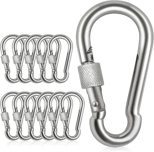 Miniatura 13 de Clips de mosquetón de bloqueo, gancho de resorte de acero inoxidable, mosquetón de bloqueo resistente, 304 de acero inoxidable de alta calidad