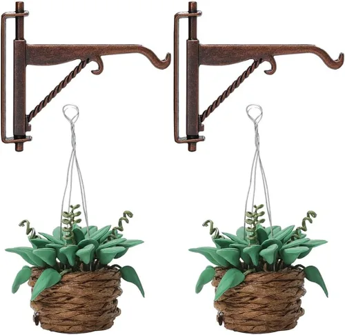 Miniatura 2 de Odoria Plantas colgantes en miniatura 1/12 y colgador de gancho, 2 piezas, mini plantas en maceta, accesorios de decoración de casa de muñecas