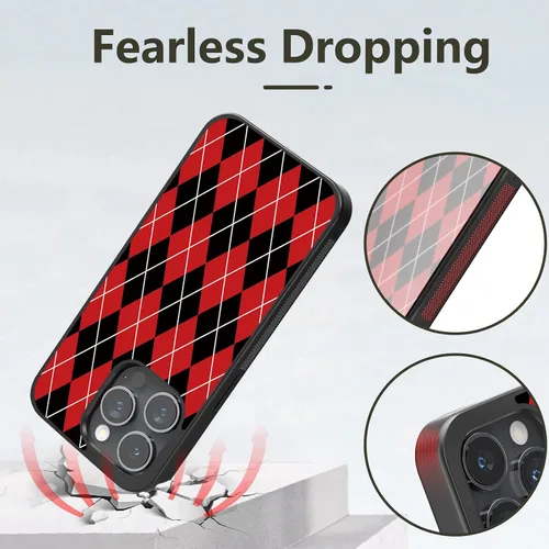 Miniatura 4 de Fundas para iPhone 7/8/Plus/X/Xs/Xr/11/12/13/14/15/16/17/Pro/Max/Plus/Air/Mini (negro y rojo)