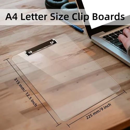 Miniatura 3 de Juego de 30 portapapeles de plástico, tablero acrílico transparente A4 de 8.5 x 11 pulgadas para aula, estudiantes, tamaño carta transparente de 9 x