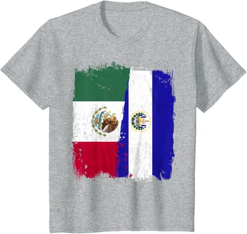 Miniatura 52 de Camiseta con la bandera mexicana de El Salvador con la mitad de la bandera mexicana de El Salvador