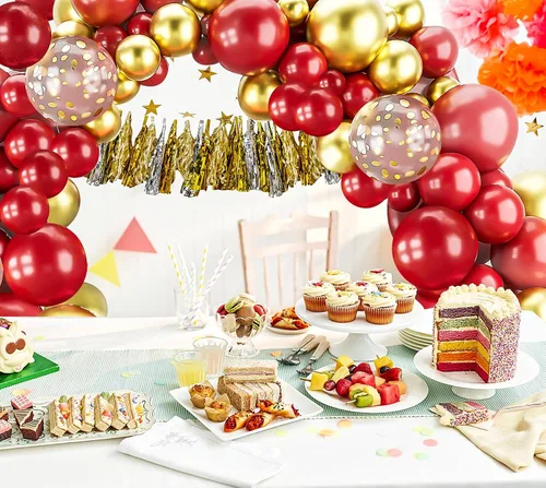 Miniatura 4 de Kit de guirnalda de arco de globos dorados burdeos, 123 globos metálicos de confeti para cumpleaños, aniversarios, Año Nuevo, compromisos, bodas