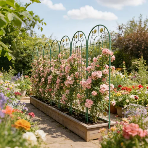 Miniatura 9 de Paquete de 4 enrejados de jardín de metal de 71" de altura, cerca de jardín, enrejado a prueba de óxido para plantas trepadoras, soporte de rosas