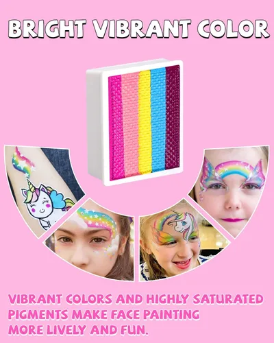 Miniatura 4 de Anka Bella Pintura facial de pastel dividida activada por agua, de 2.12 oz, kit profesional lavable no tóxico para niños y adultos, regalo