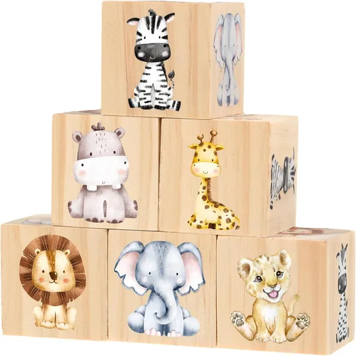 Kigley 6 piezas de decoración de guardería para niñas y niños, decoración de estante de acuarela para dormitorio, sala de juegos (animales de safari)