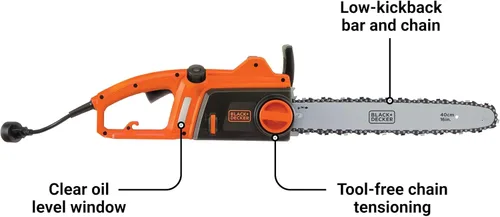 Miniatura 2 de BLACK+DECKER CS1216 motosierra con cable de 12 A y 16 pulgadas