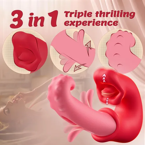 Miniatura 4 de Vibrador para mujer, vibrador 3 en 1 para punto G con 10 modos de vibración, aleteo y sujeción, vibrador de lengua para adultos, juguetes