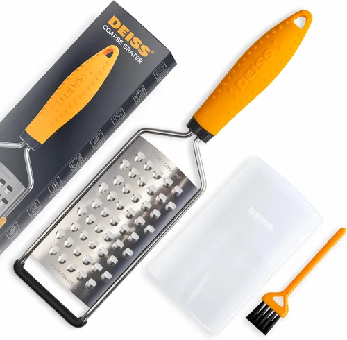 Deiss PRO - Rallador grueso y rallador de queso de mano, cuchillas afiladas de acero inoxidable, mango antideslizante, rallador de queso pequeño