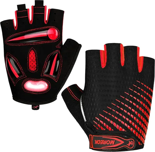 MOREOK Guantes de ciclismo para hombres y mujeres con almohadilla de gel de 0.197 in - Bicicleta de carretera MTB, ciclismo, entrenamiento,