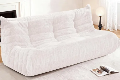 Miniatura 105 de Puf para adultos, silla puf grande, sillón con relleno de espuma viscoelástica para el hogar, apartamento o sala de juegos, gris afelpado Felpa gris