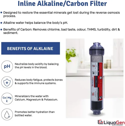 Miniatura 3 de LiquaGen - Kit de filtro en línea de carbonato de calcio alcalino + catalítico de alta pureza de pH + carbonato de calcio de 10 pulgadas