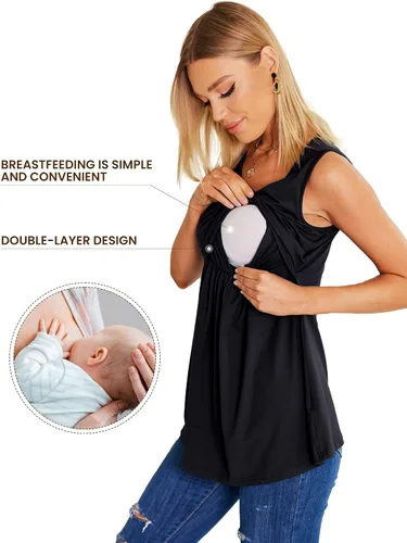 Miniatura 2 de Ekouaer Camisetas sin mangas de lactancia para mujer, paquete de 3