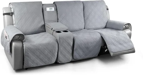 TAOCOCO Fundas de sofá reclinable 100% impermeables con consola, fundas de sofá para sofá reclinable de 3 asientos con diseño de correas, funda de