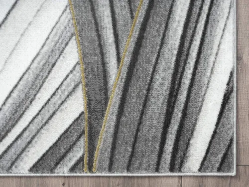 Miniatura 6 de Abani Alfombra de área de líneas onduladas grises y doradas, de 4 x 6 pies, diseño de ondas contemporáneas, moderno abstracto, debajo de la mesa