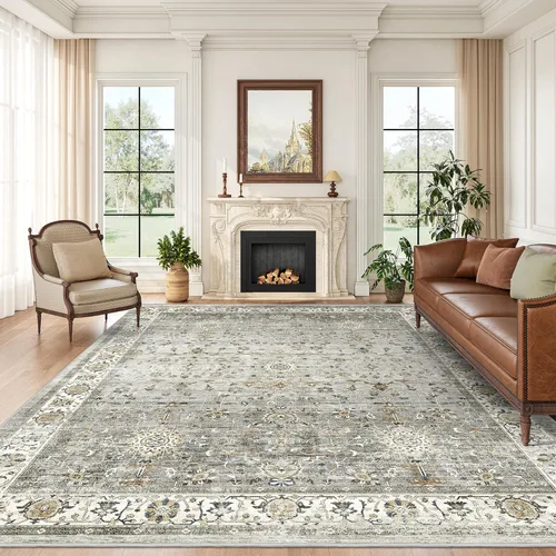 Miniatura 69 de Alfombra de pasillo lavable de 2 x 6 pies - Alfombras de cocina con respaldo antideslizante vintage suave estilo granja, alfombra de entrada