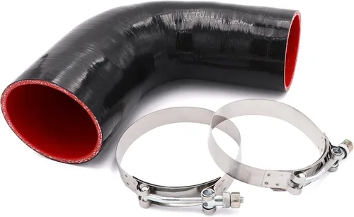 Miniatura 17 de Acoplador de codo de 90 grados de 4 capas de manguera de silicona de 2 pulgadas (51 mm) con abrazaderas de perno en T para tubo de intercooler