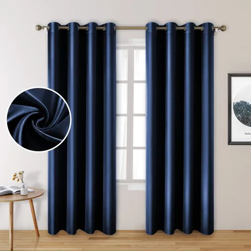 Miniatura 15 de HOMEIDEAS 2 paneles de cortina de seda sintética, cortinas opacas para dormitorio