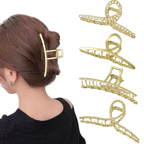 Miniatura 8 de Paquete de 3 pinzas de metal grandes para cabello grueso y largo, pinzas de pelo extra grandes de 5.3 pulgadas para mujeres, pinzas de plátano