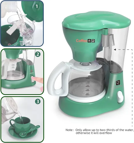 Miniatura 5 de Yalujumb Juego de juguetes de cocina, juego de electrodomésticos de cocina con cafetera, mezclador, tostadora con luces y sonidos realistas, regalo